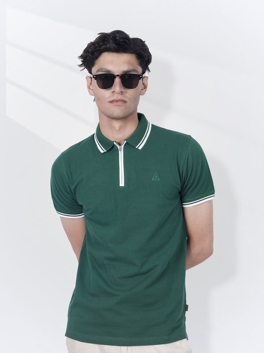 Green Zipper Polo