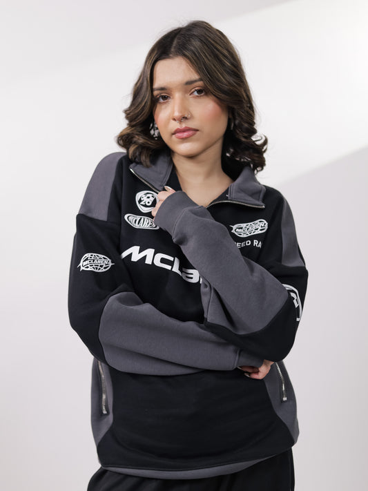 Black & Smoke Grey Quarter Zipper