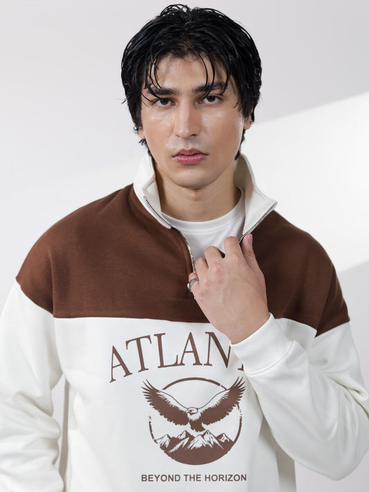 Beige & Brown Quarter Zipper