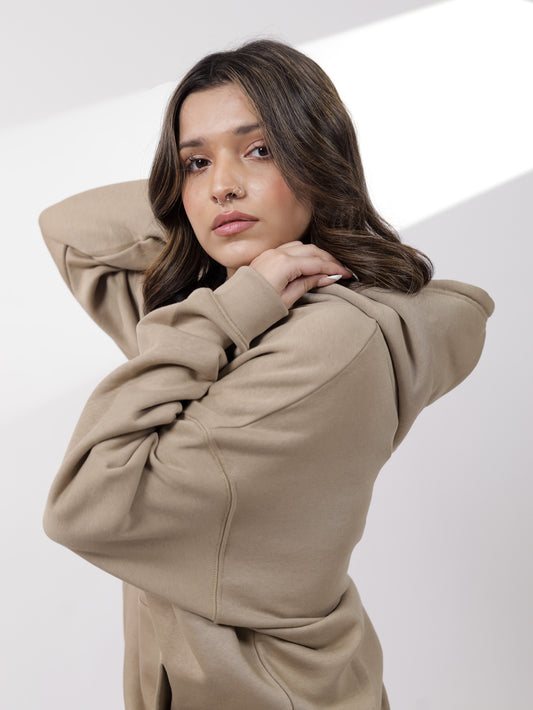 Beige Graphic Hoodie