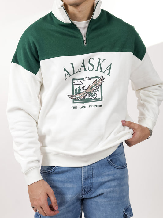 Beige & Green Quarter zipper