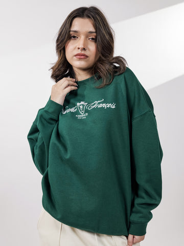 Royal Green Graphic Sweatshirt
