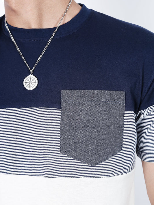 Navy Chambray Pocket Tee