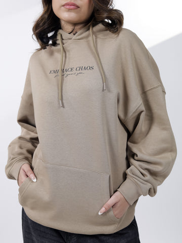 Beige Graphic Hoodie