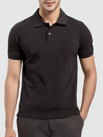 Black Ribbed Polo