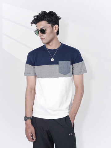 Navy Chambray Pocket Tee