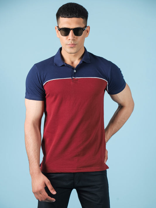 Navy / Red Color Panel Polo