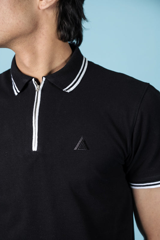 Black Zipper Polo