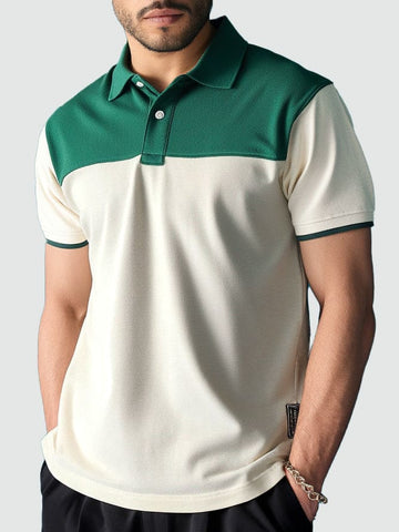 Cream / Green Polo Shirt