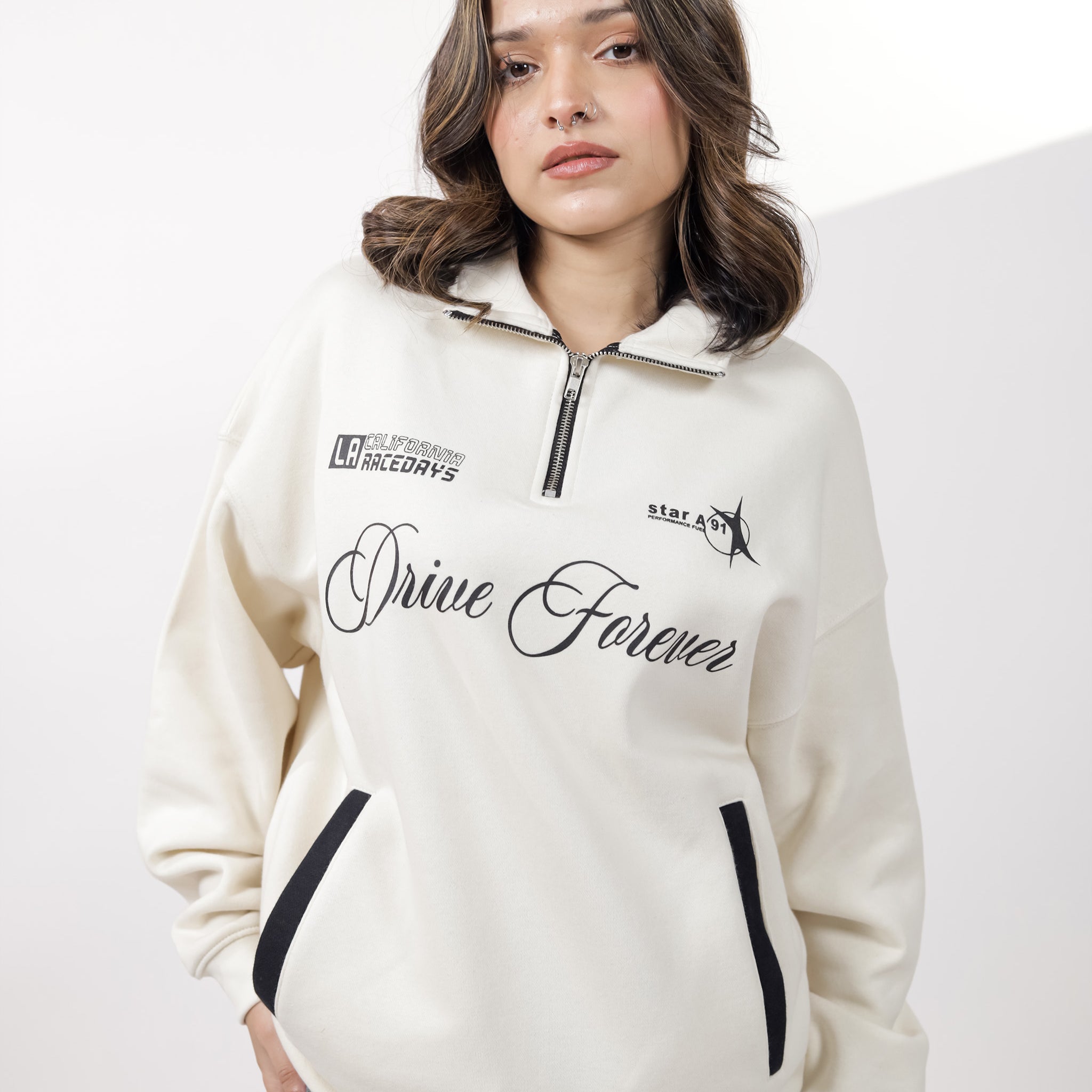 Off White Quarter Zipper