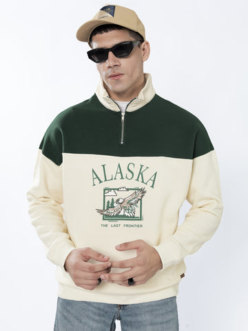 Beige & Green Quarter zipper