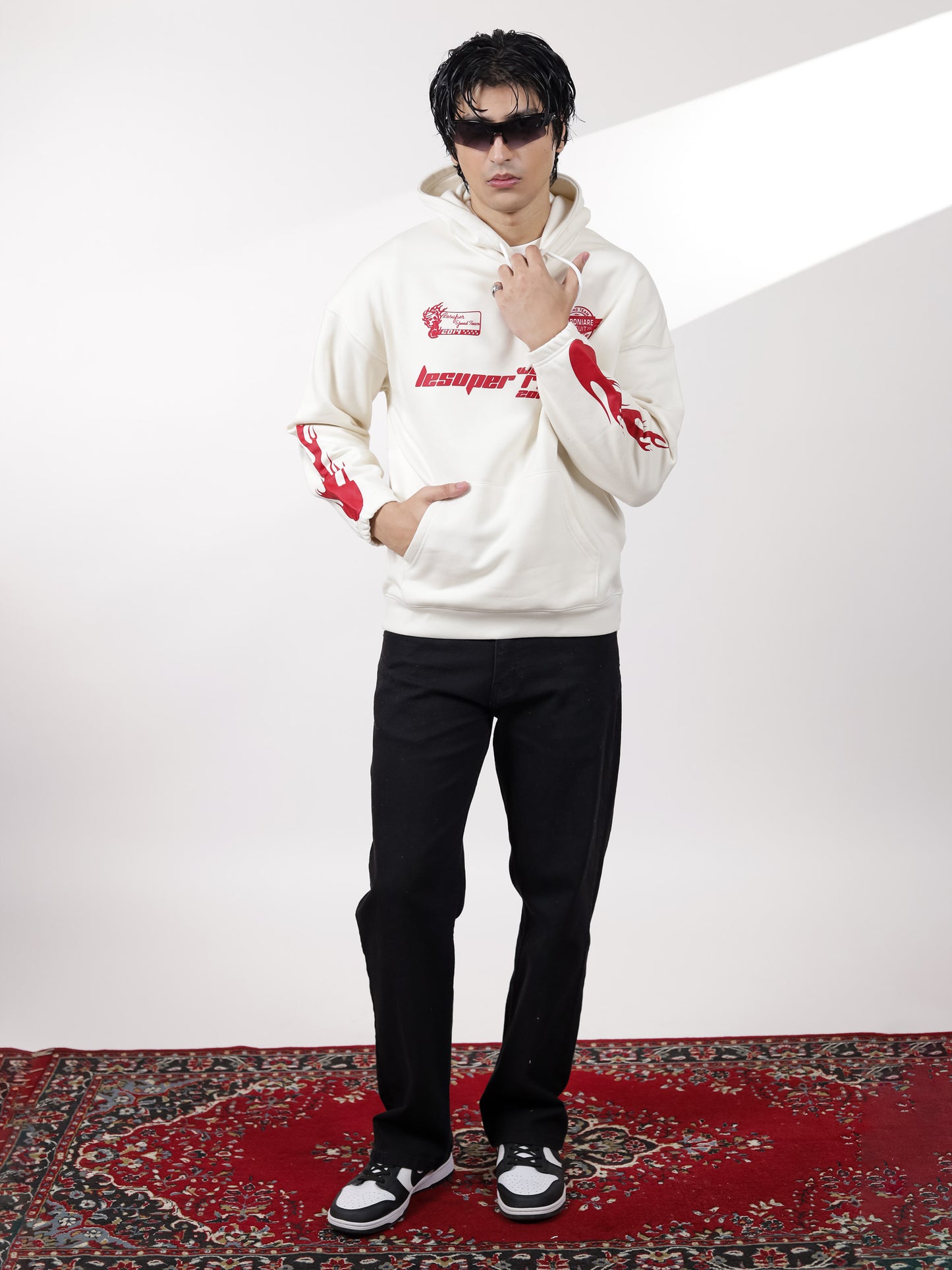 Off White Fire Graphic Hoodie
