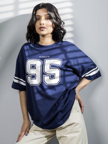 Navy Oversize Digit Tee