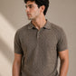 Brown Cable Knit Polo