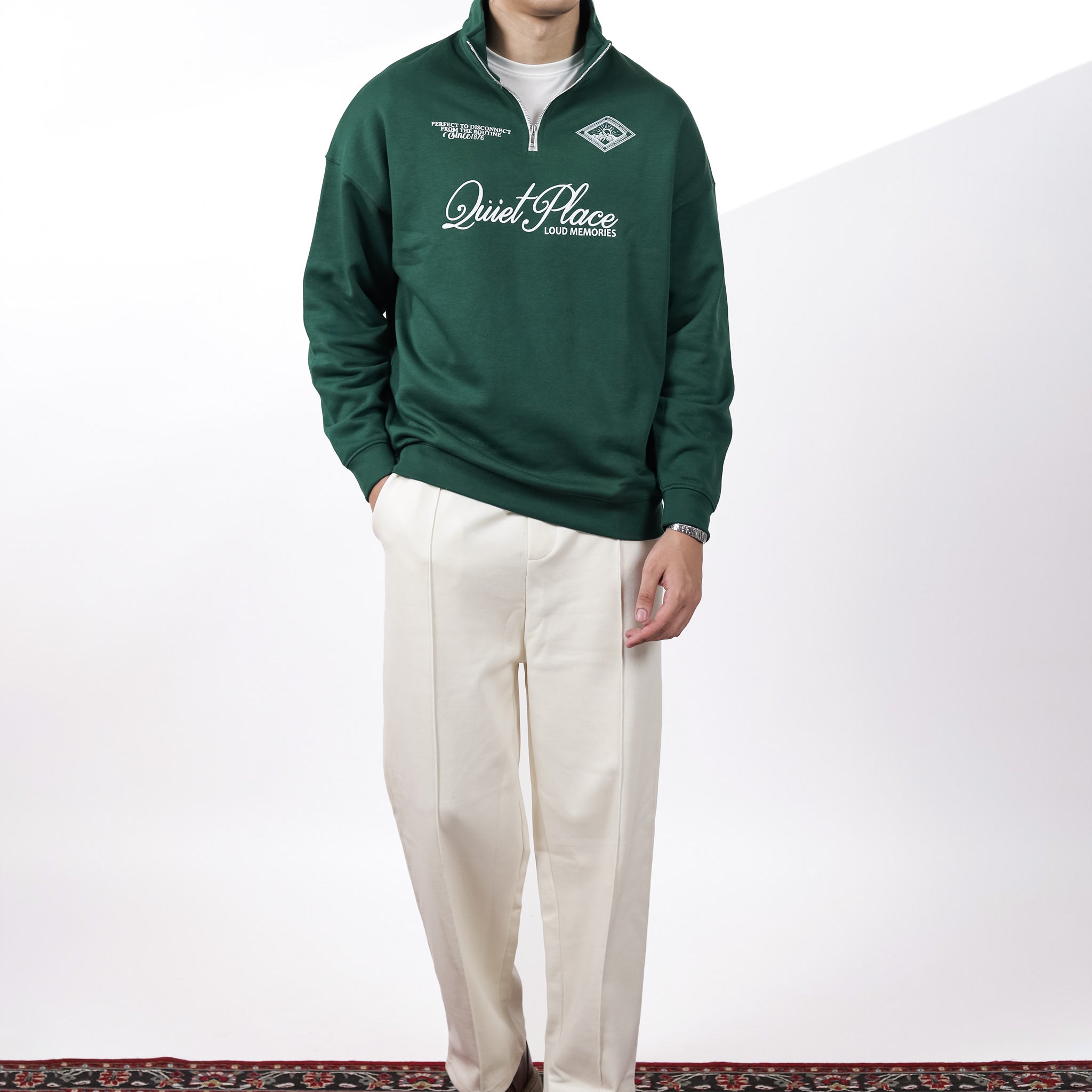 Green Quarter Zipper CO-Ord Set