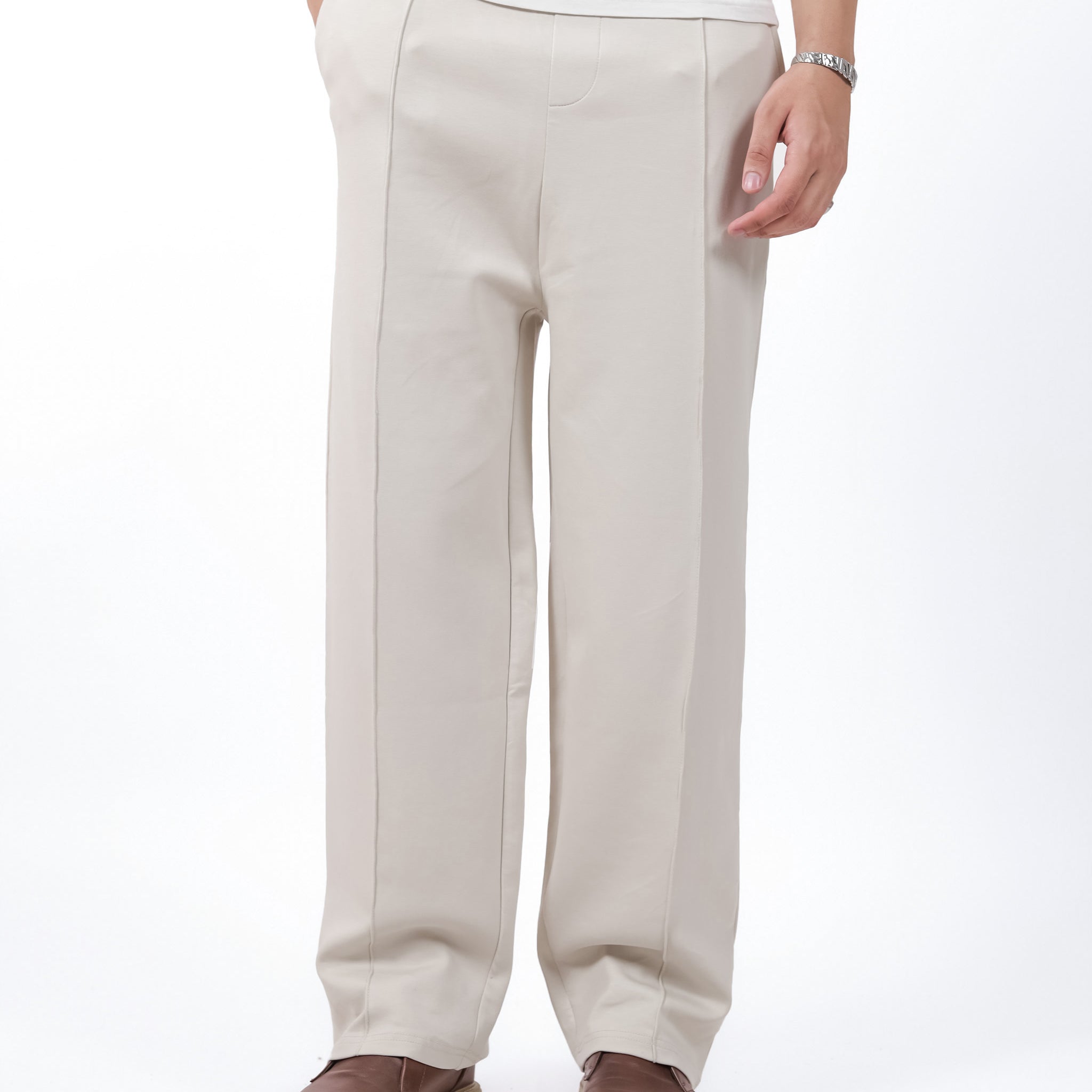 Beige Pleated Trouser