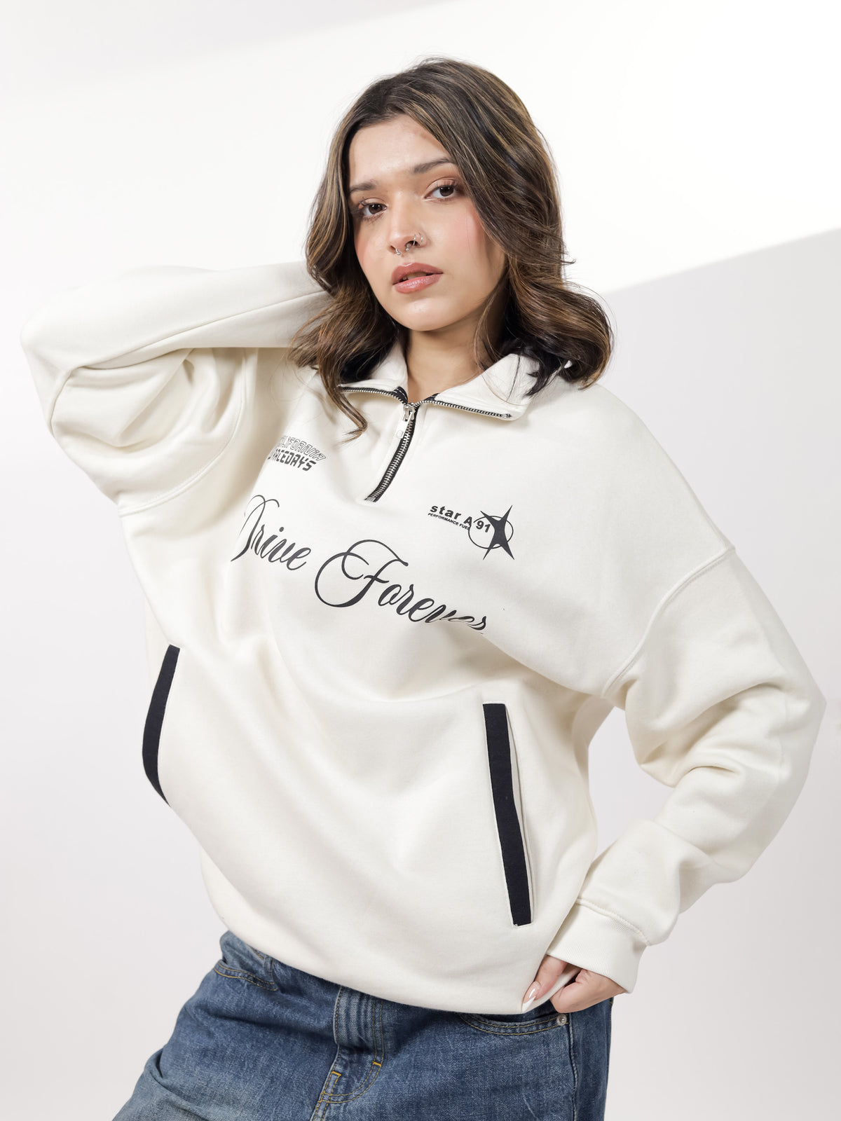 Off White Quarter Zipper