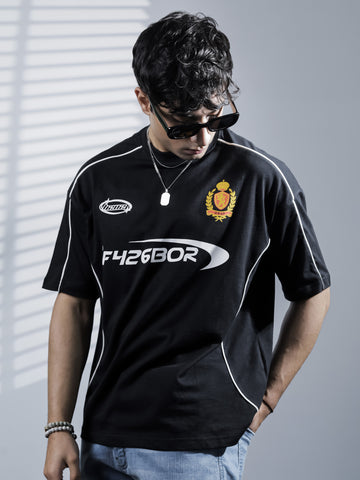Black Piping Oversize Tee