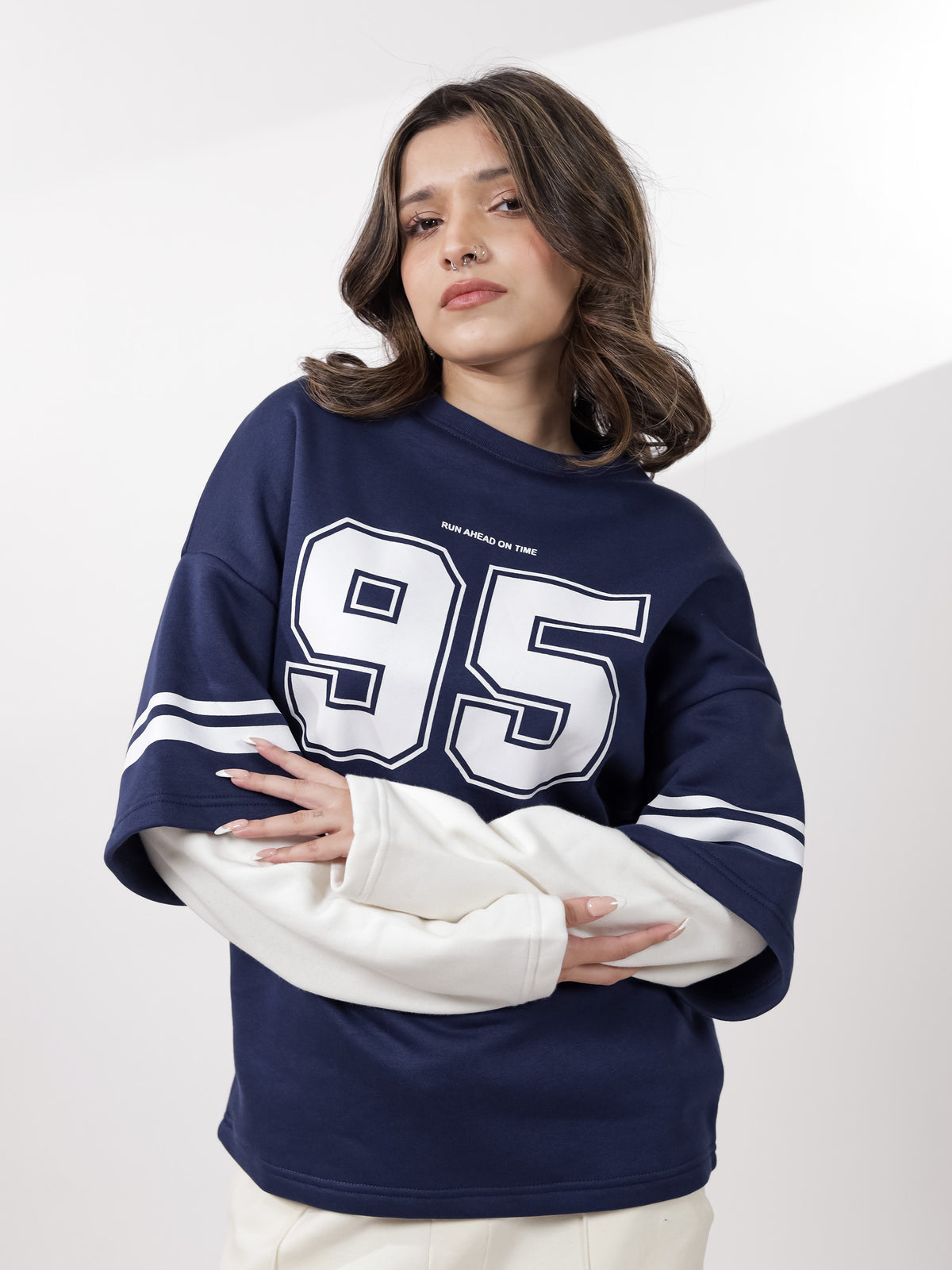 Navy Under Sleeve Sweatshirt