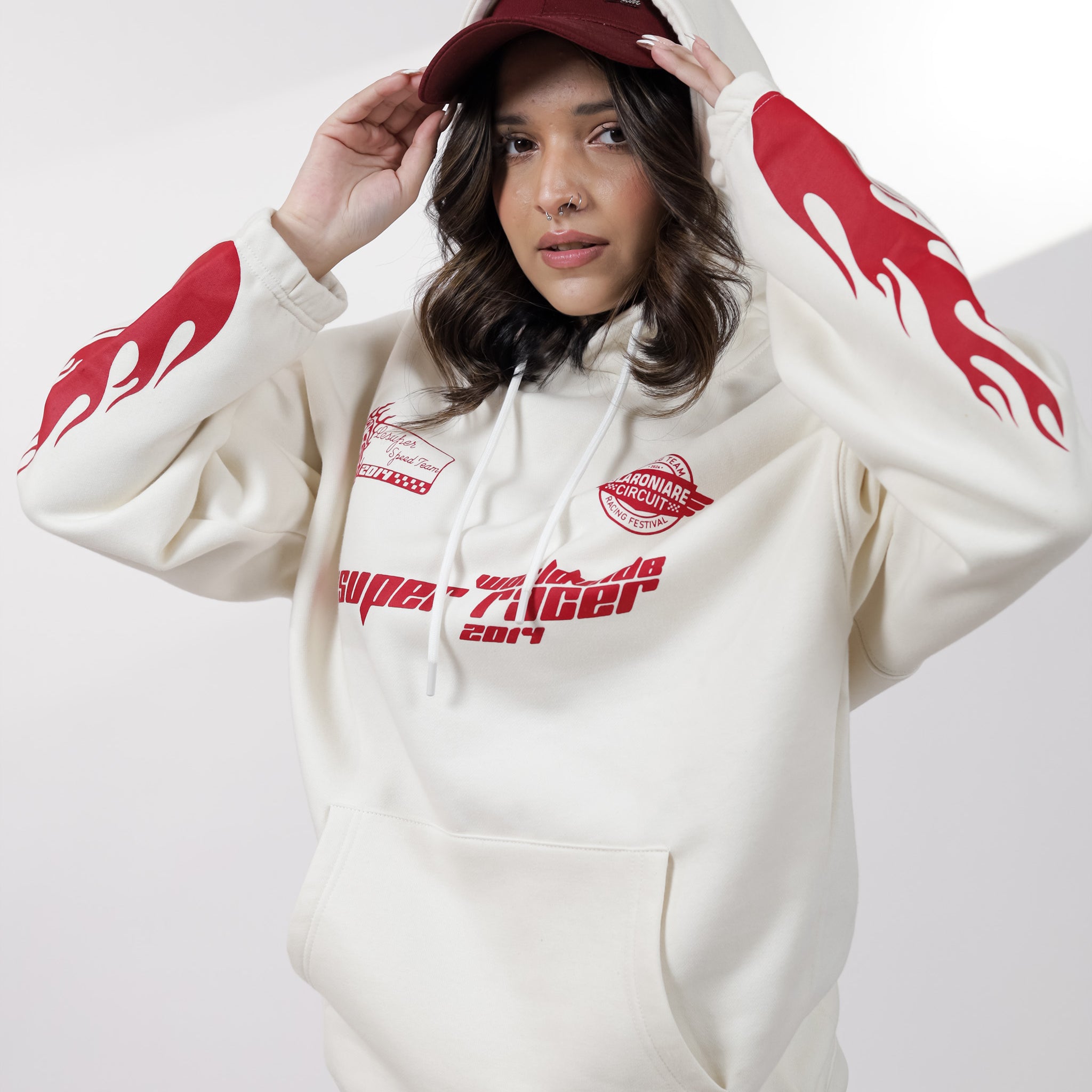 Off White Fire Graphic Hoodie