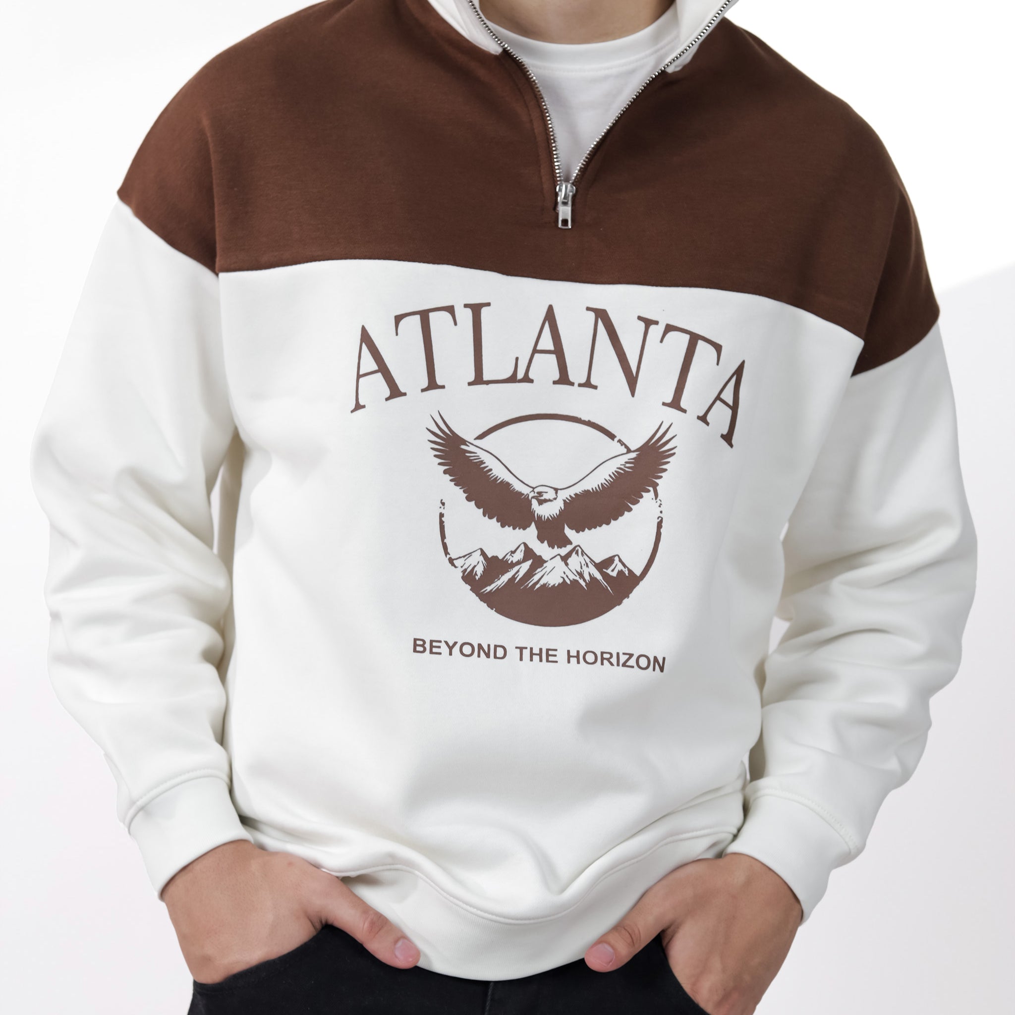 Beige & Brown Quarter Zipper