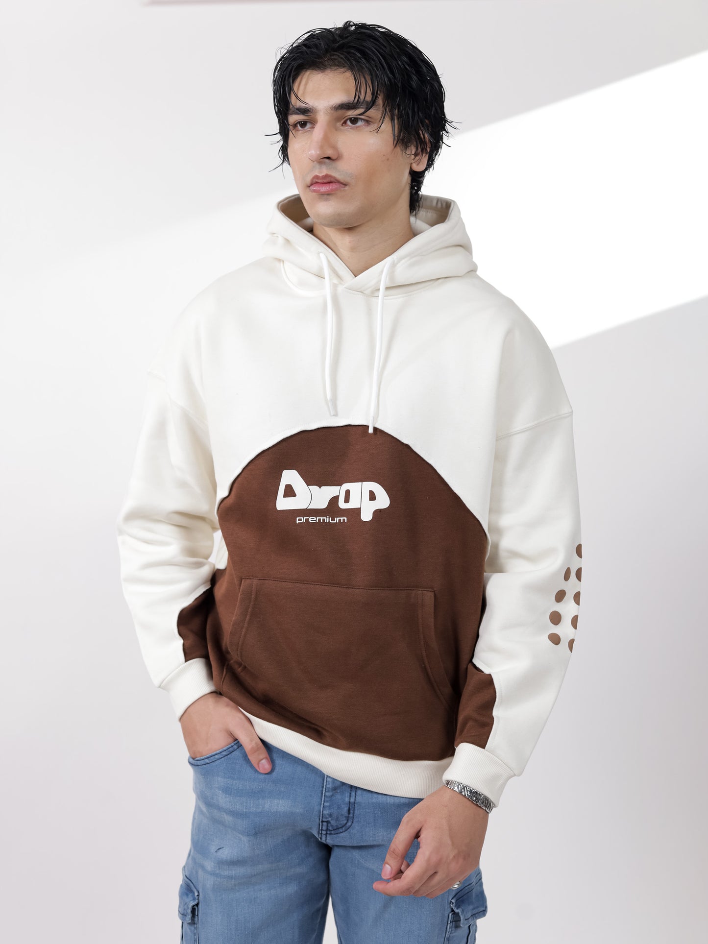 Brown & beige Hoodie