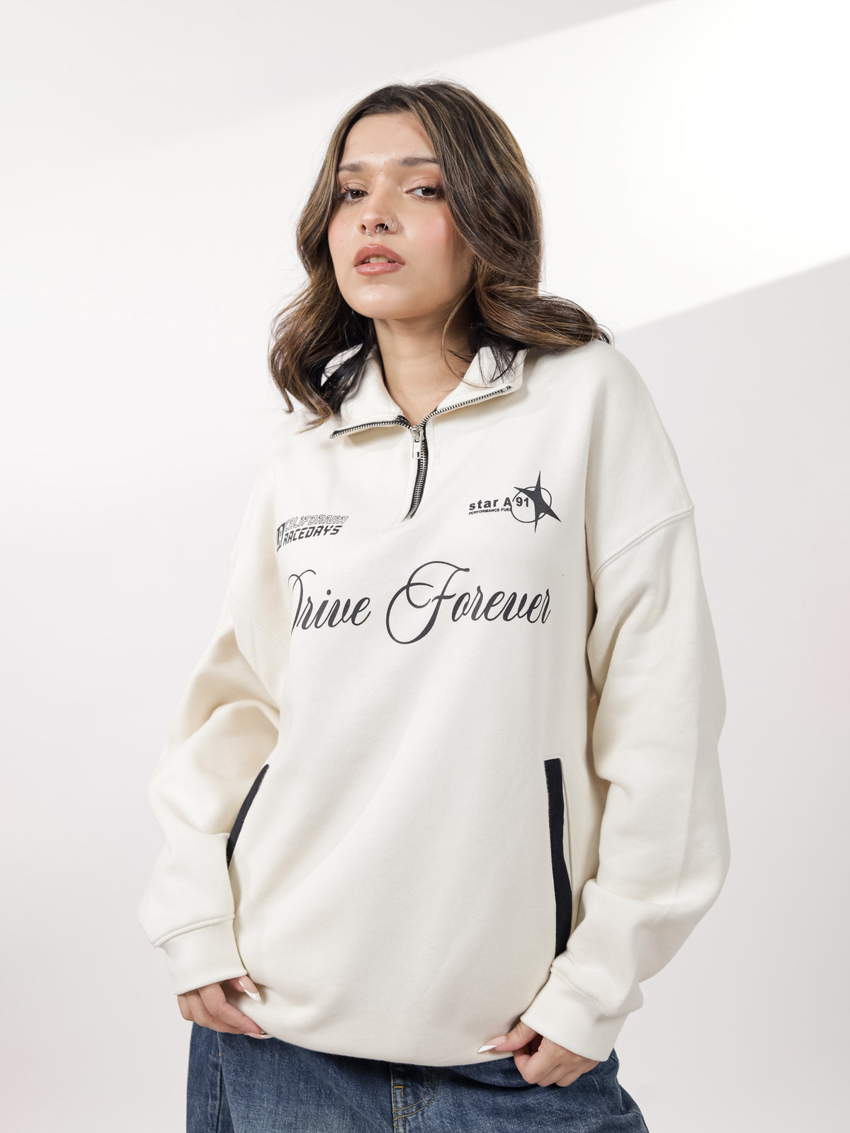 Off White Quarter Zipper