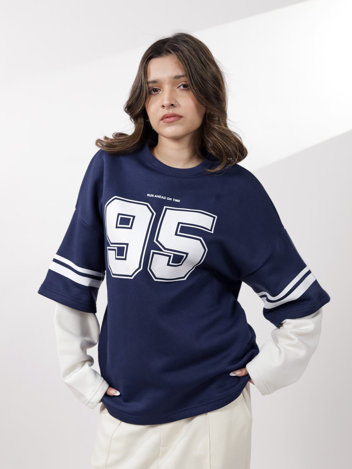 Navy Under Sleeve Sweatshirt