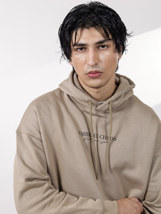 Beige Graphic Hoodie