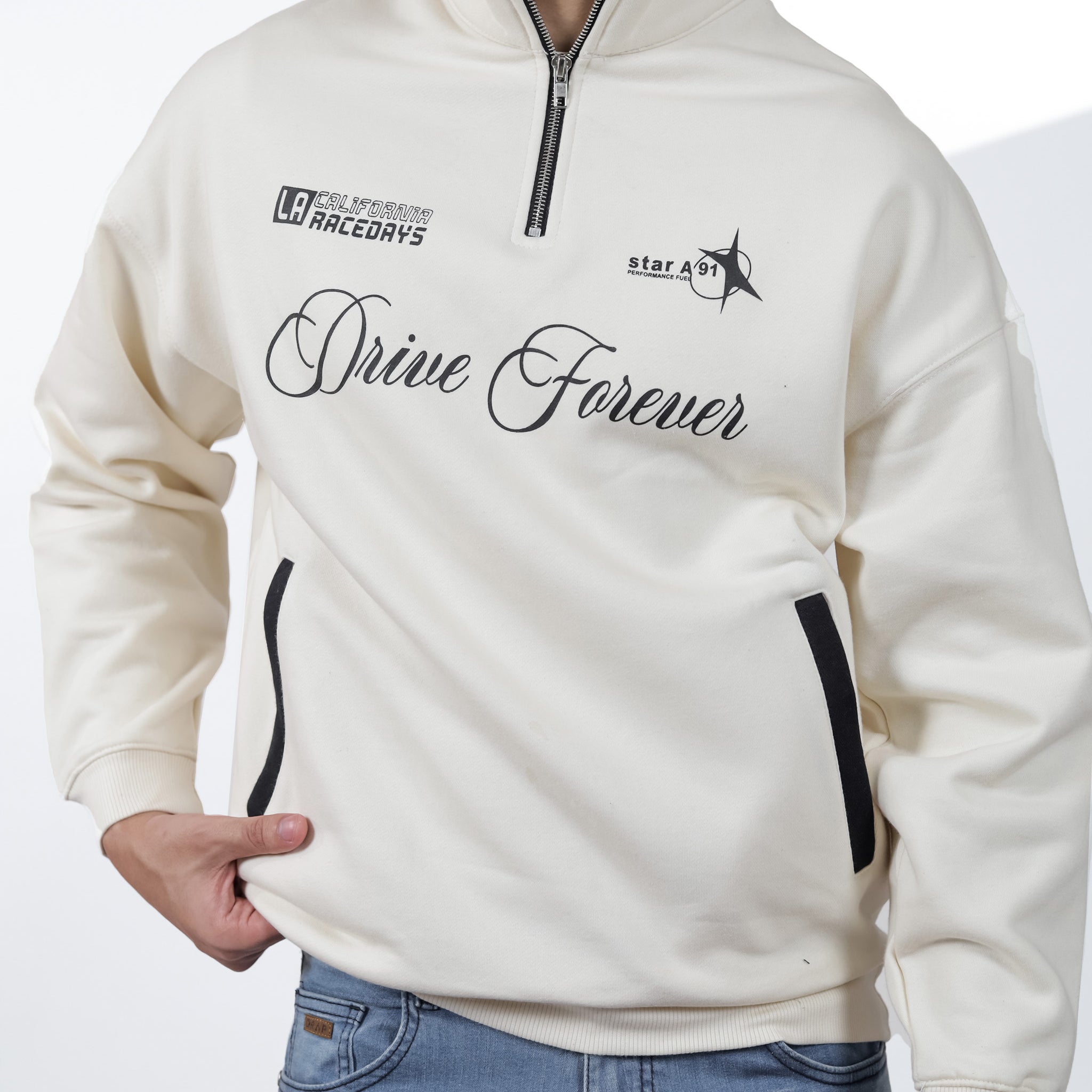 Off White Quarter Zipper