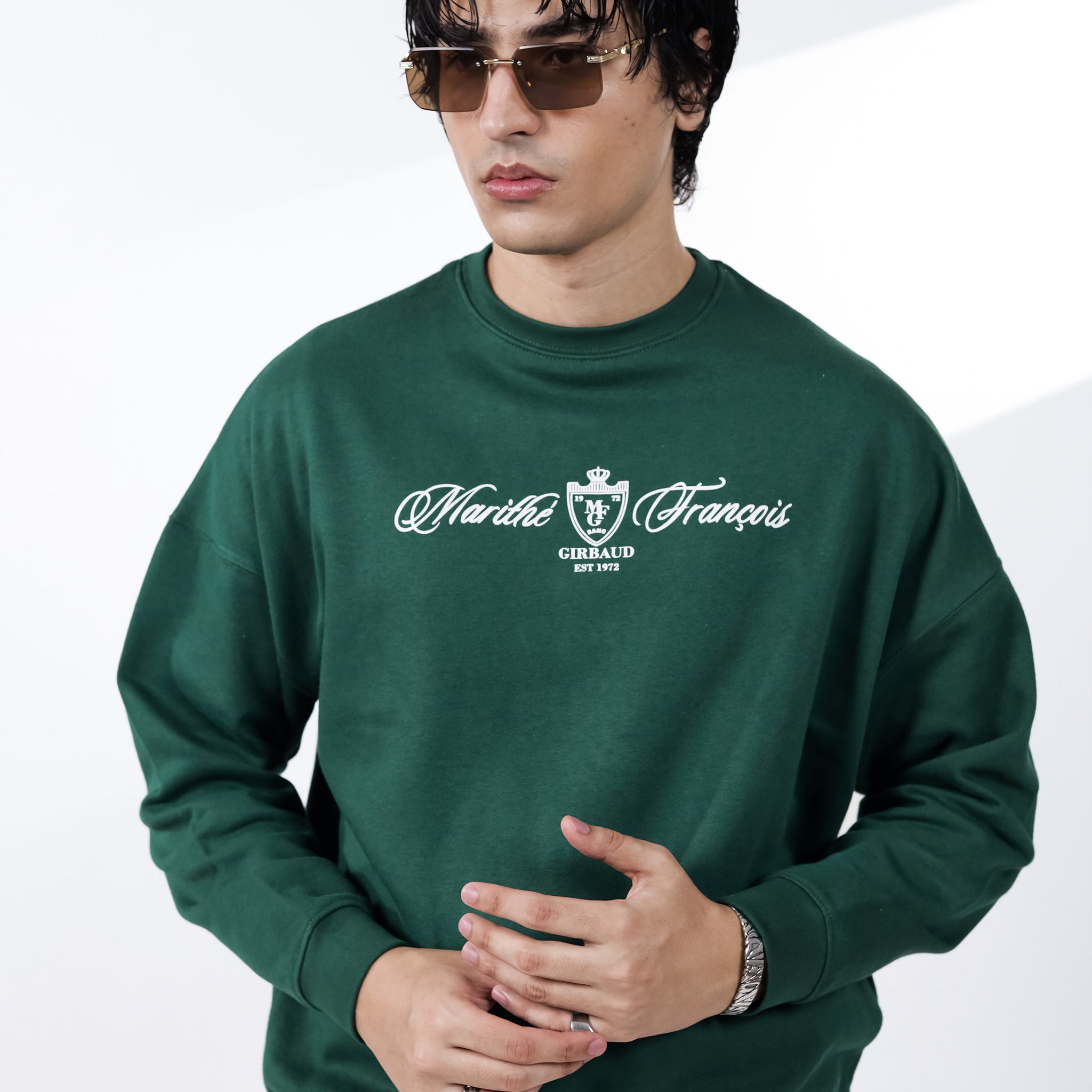 Royal Green Graphic Sweatshirt