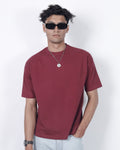red oversized tee