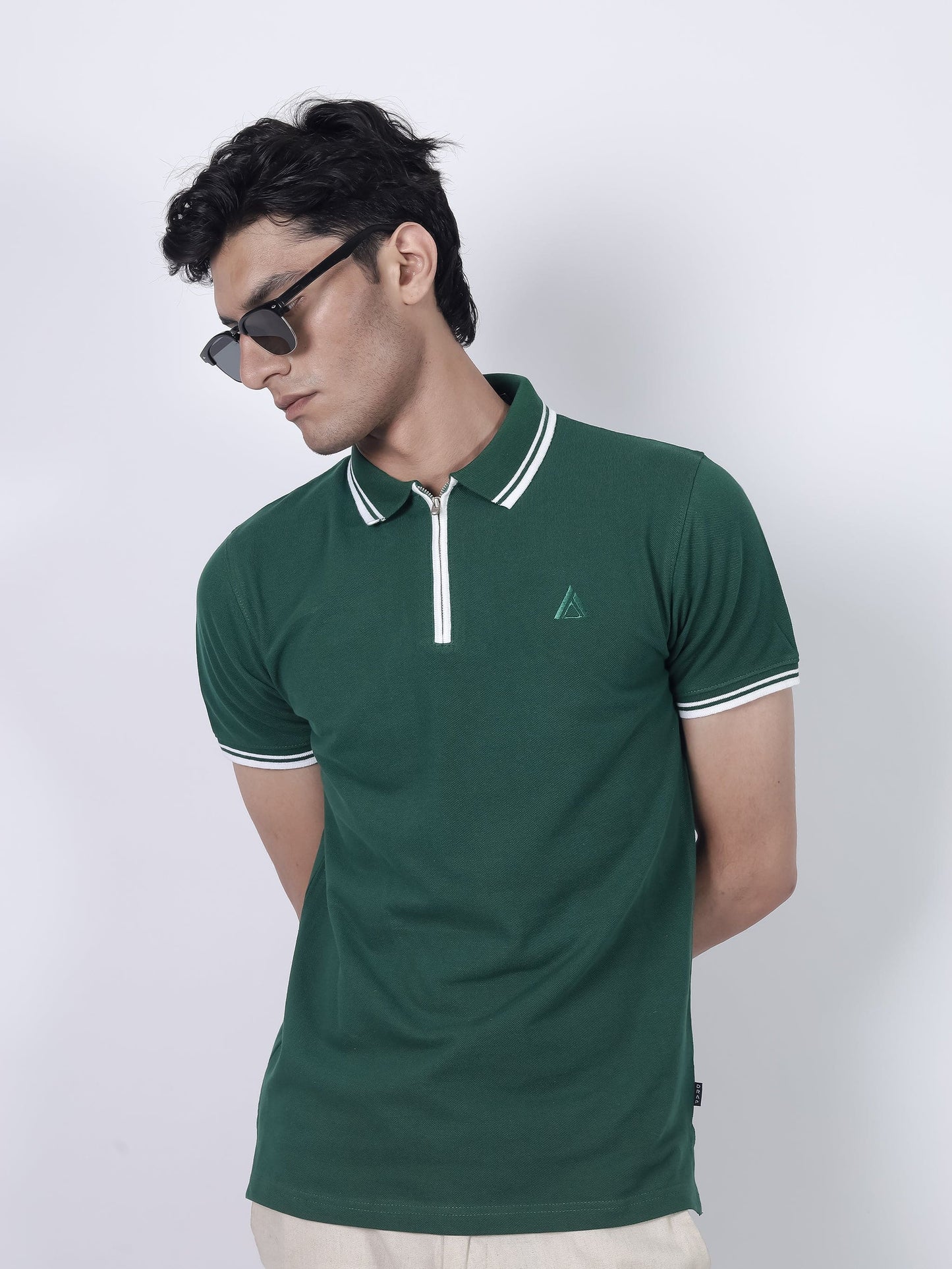 green zipper polo