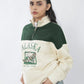 Beige & Green Quarter Zipper