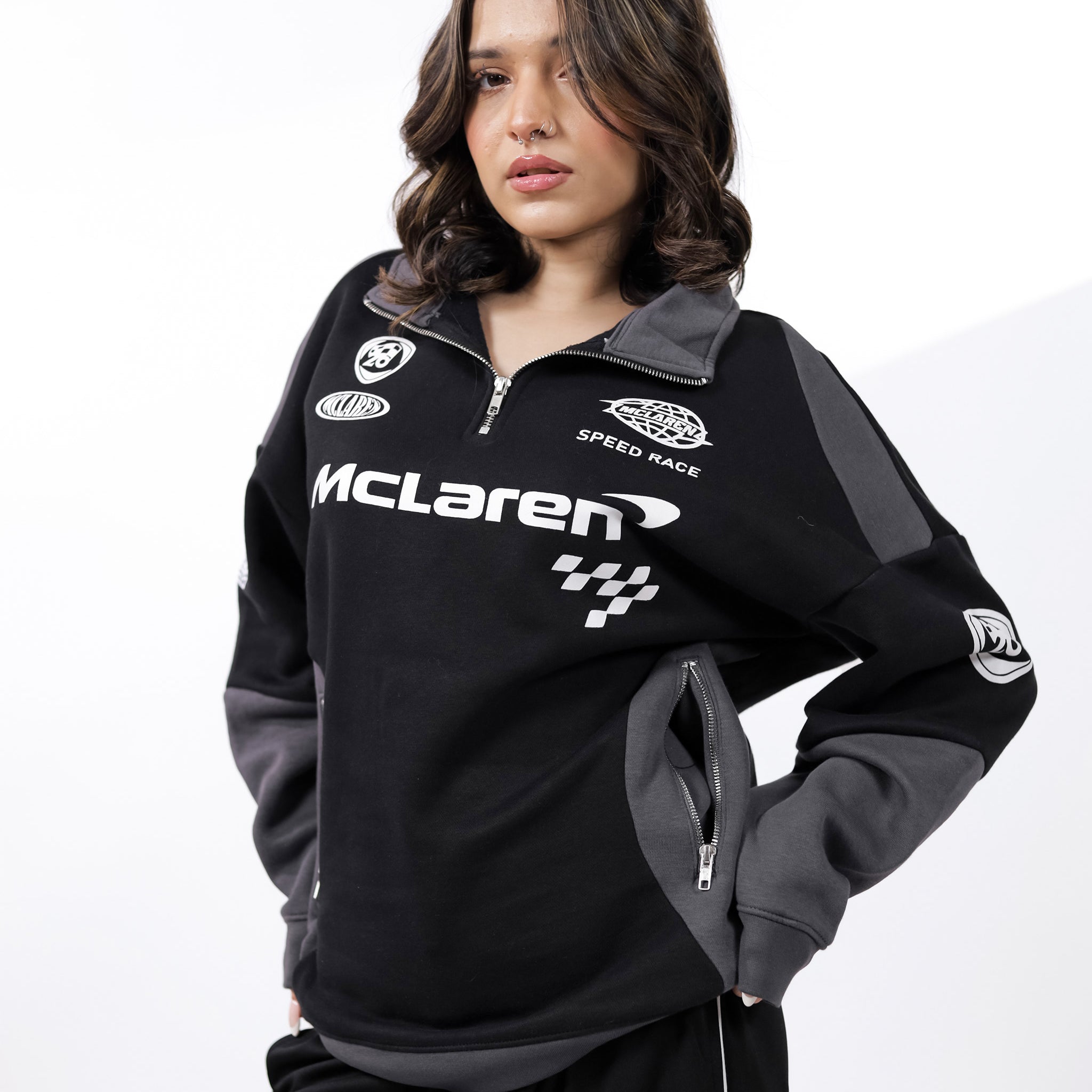 Black & Smoke Grey Quarter Zipper