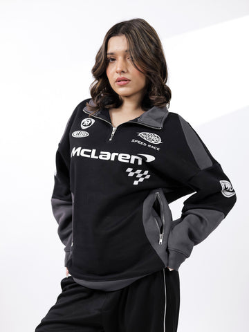 Black & Smoke Grey Quarter Zipper