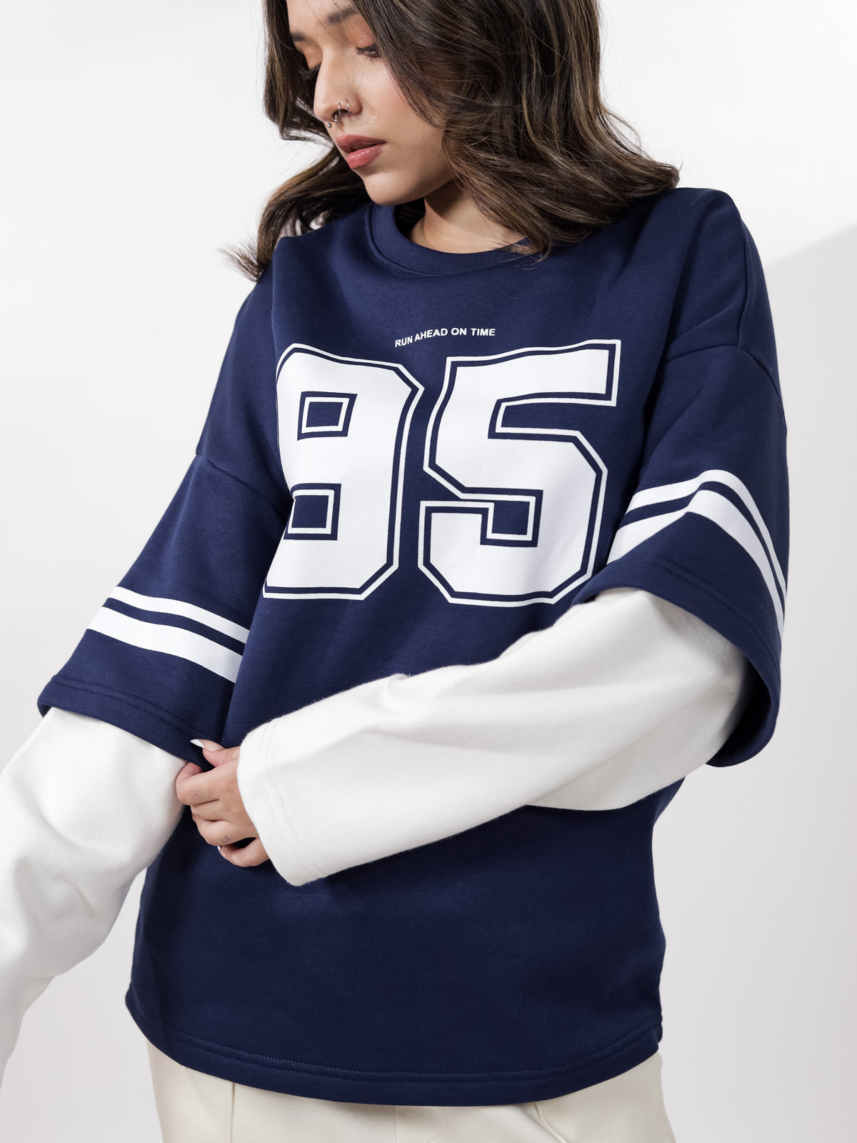 Navy Under Sleeve Sweatshirt