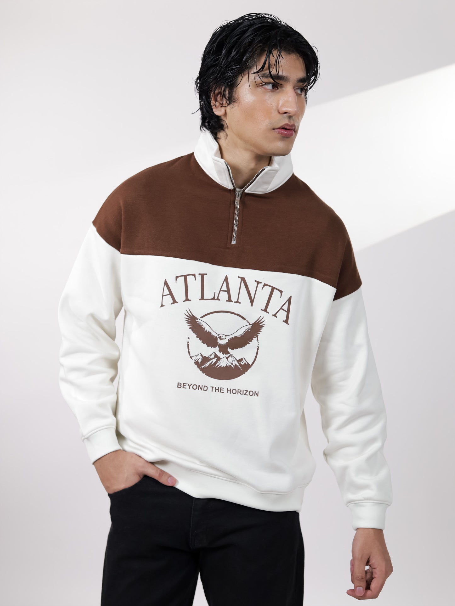 Beige & Brown Quarter Zipper