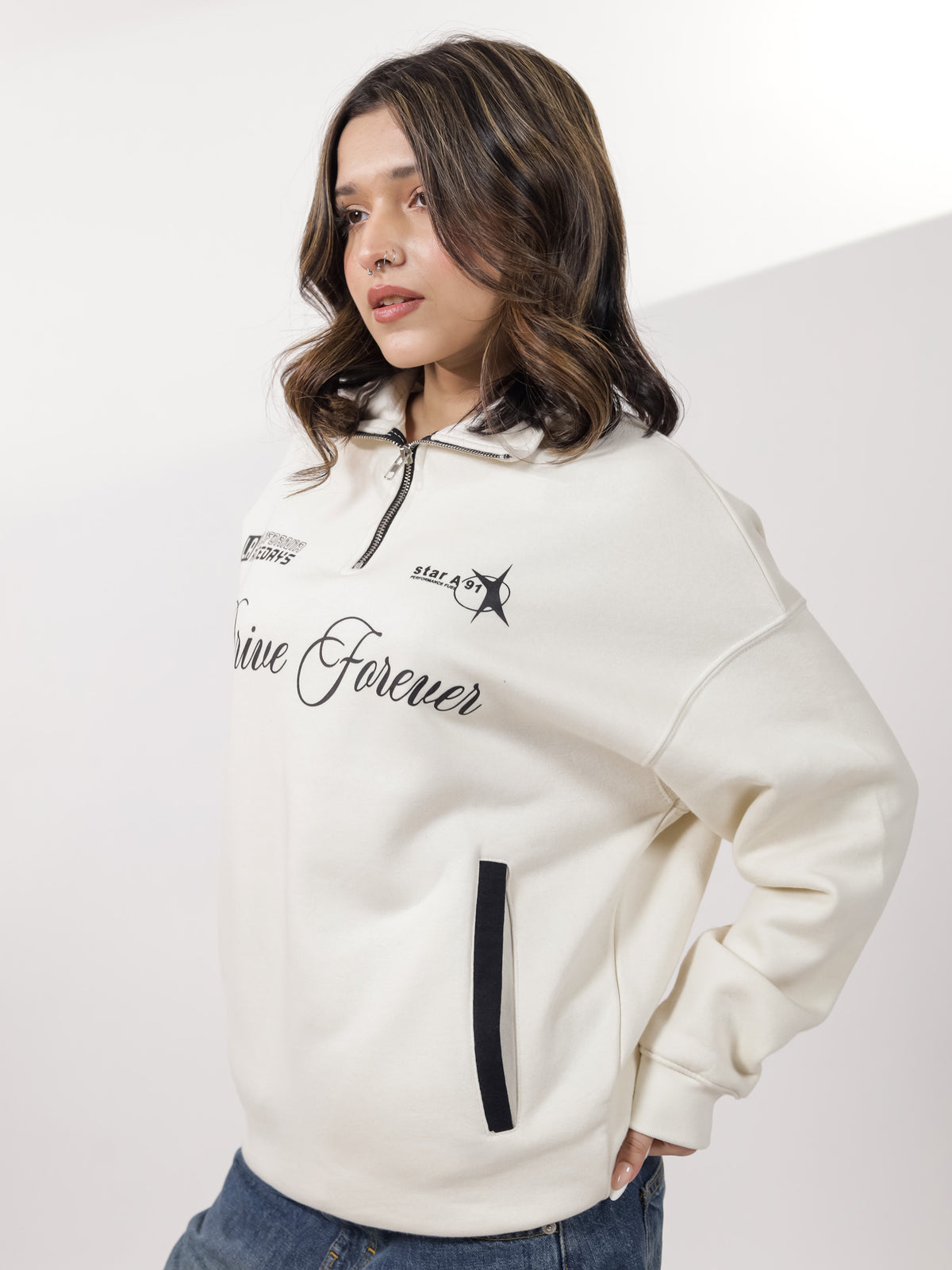 Off White Quarter Zipper