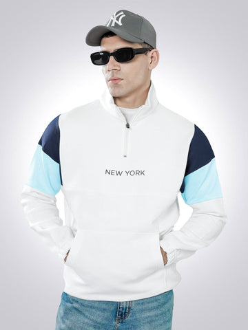 White & Blue Quarter Zipper