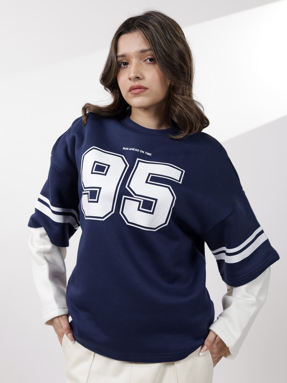 Navy Under Sleeve Sweatshirt