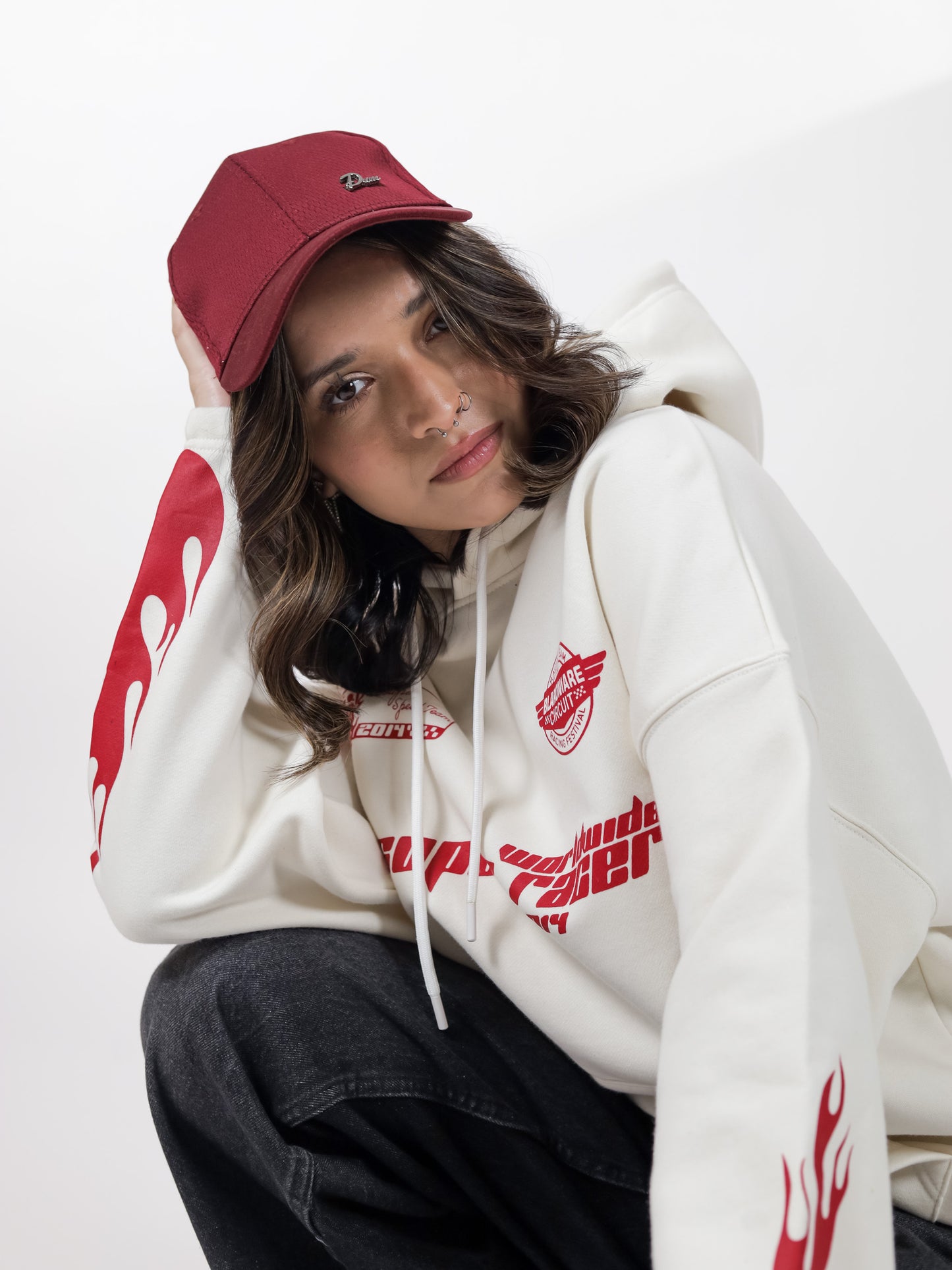 Off White Fire Graphic Hoodie
