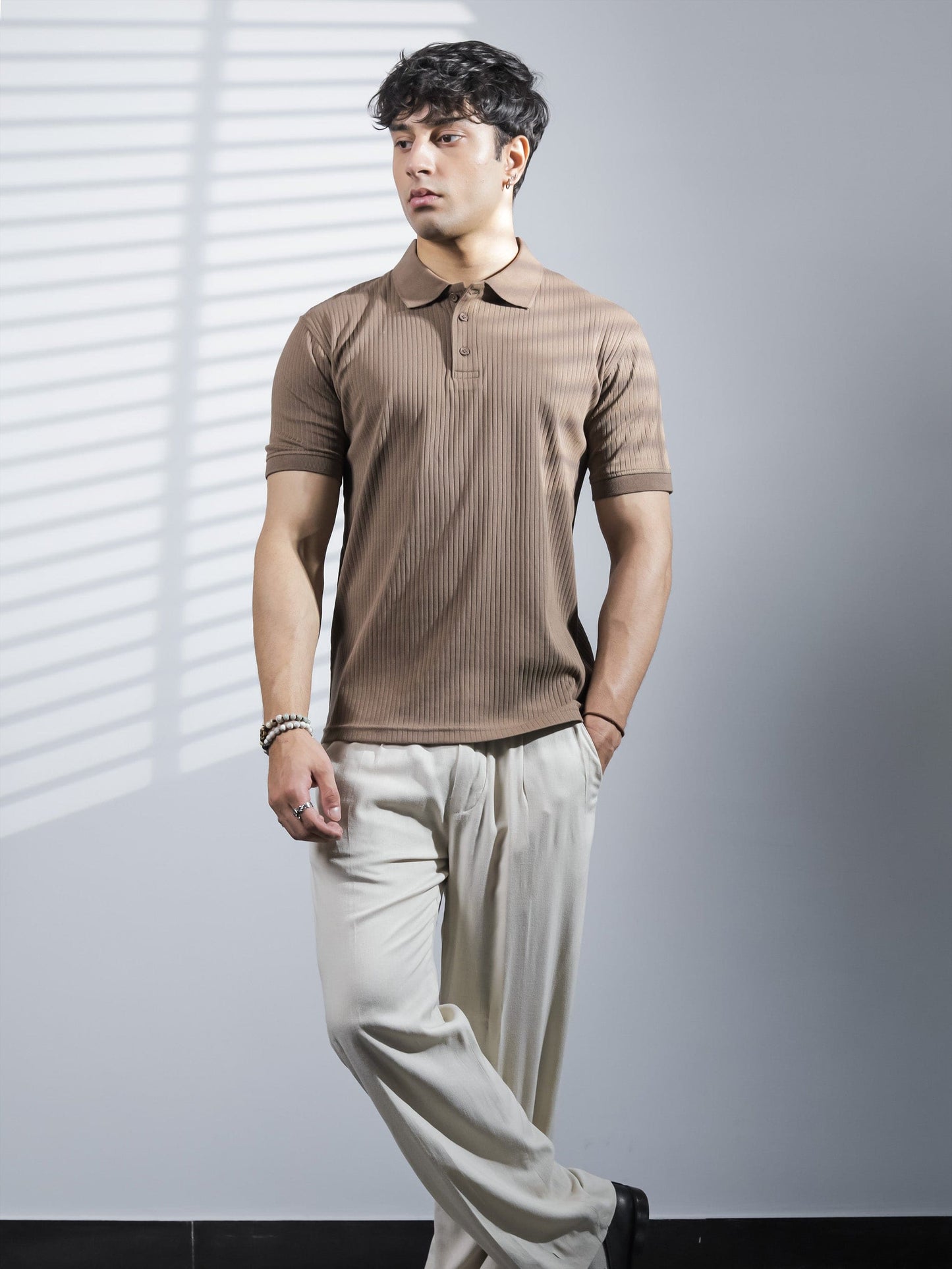 Brown Ribbed Polo