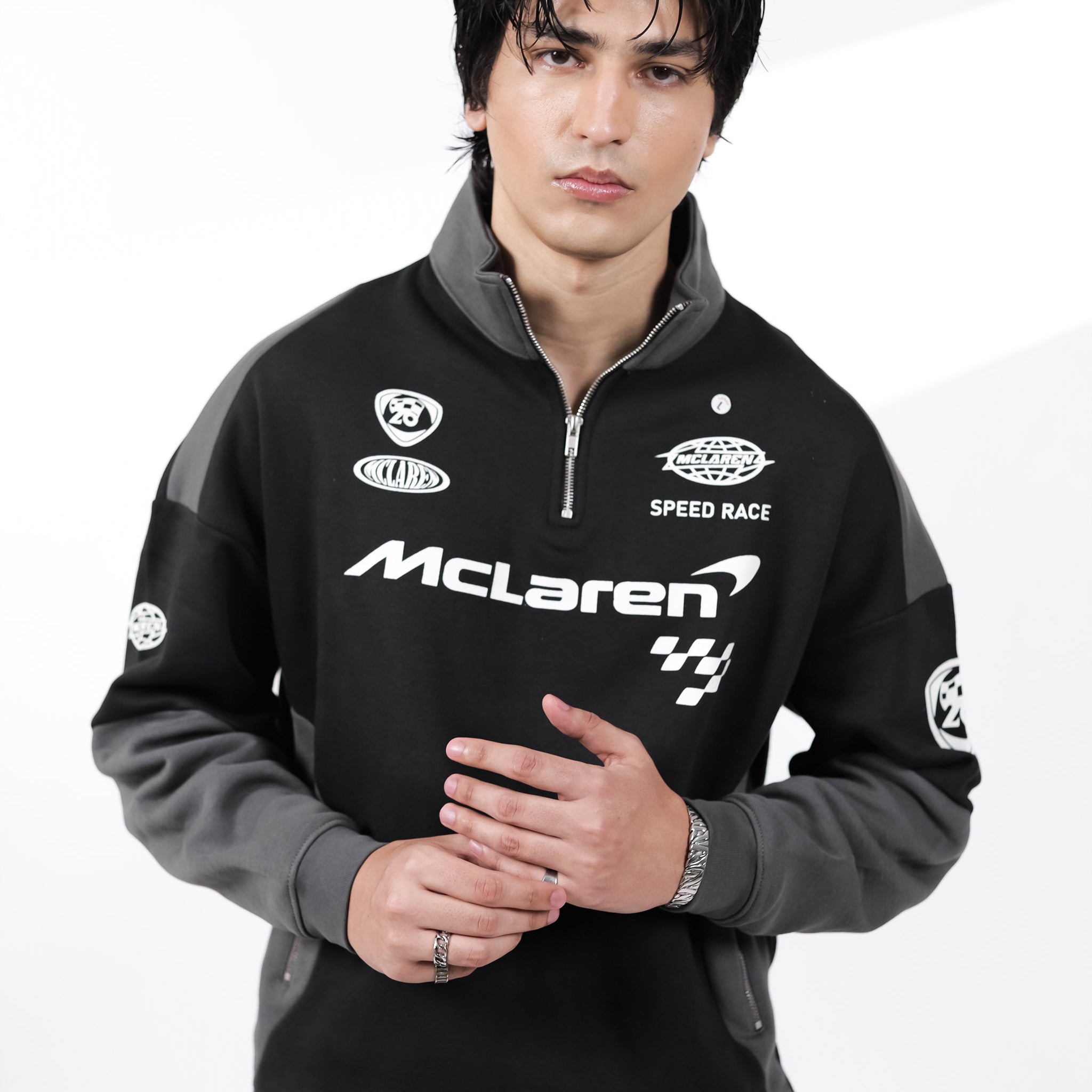 Black & Smoke Grey Quarter Zipper