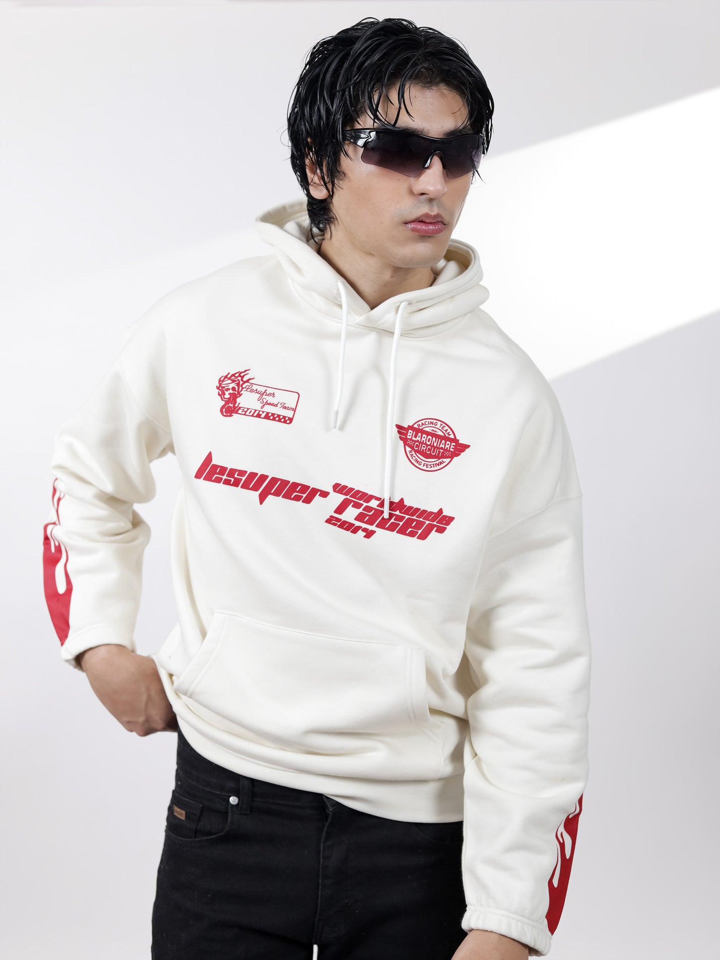 Off White Fire Graphic Hoodie