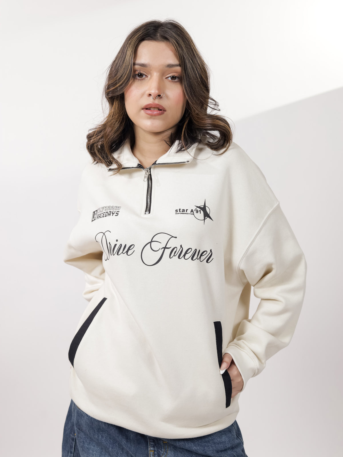 Off White Quarter Zipper