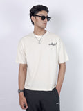 Cream color minimal printed T-Shirt