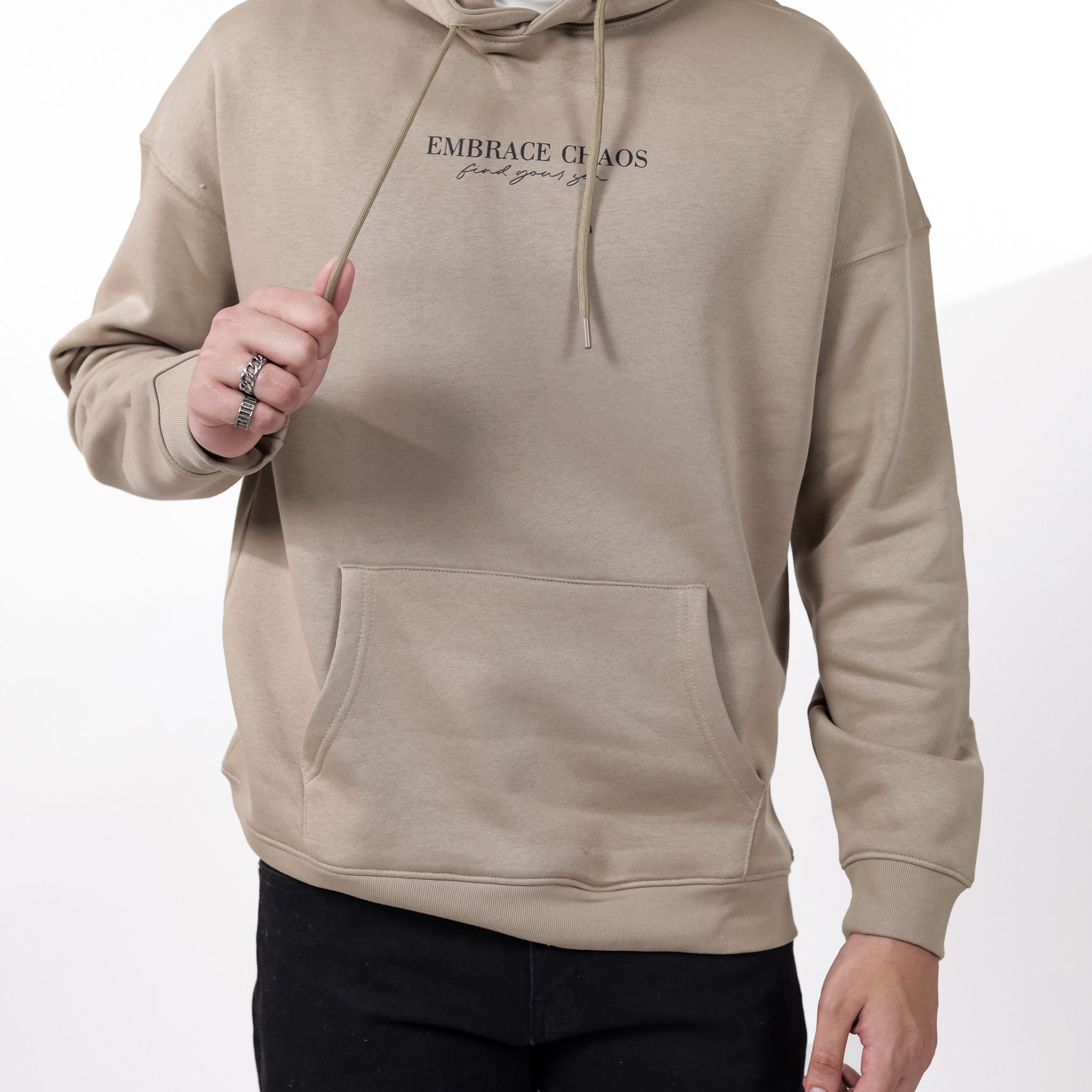Beige Graphic Hoodie