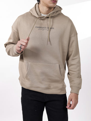 Beige Graphic Hoodie