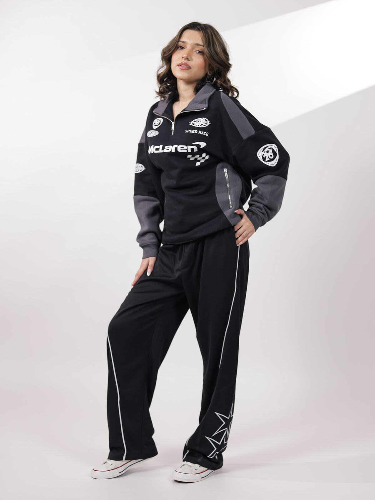 Black & Smoke Grey Quarter Zipper